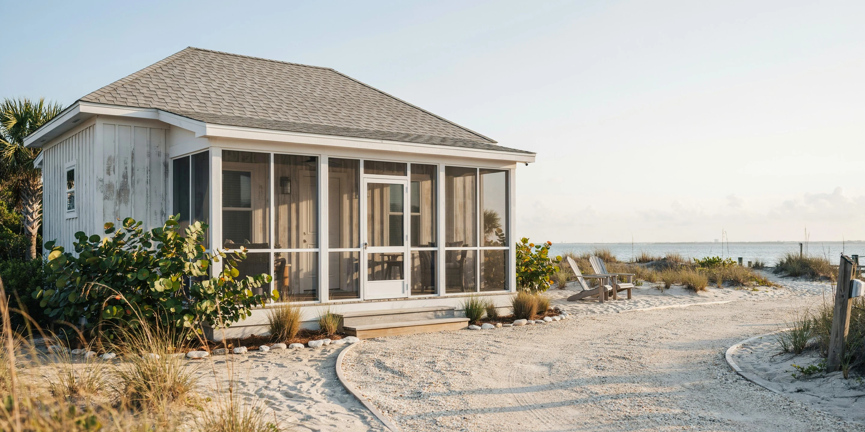 Ground-level beach cottage with screened porch in Holmes Beach, FL