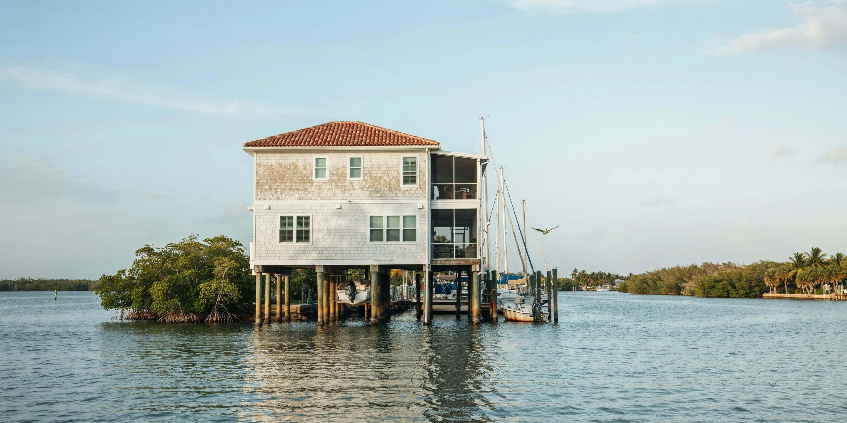 Elevated waterfront home on Snead Island, Palmetto, FL